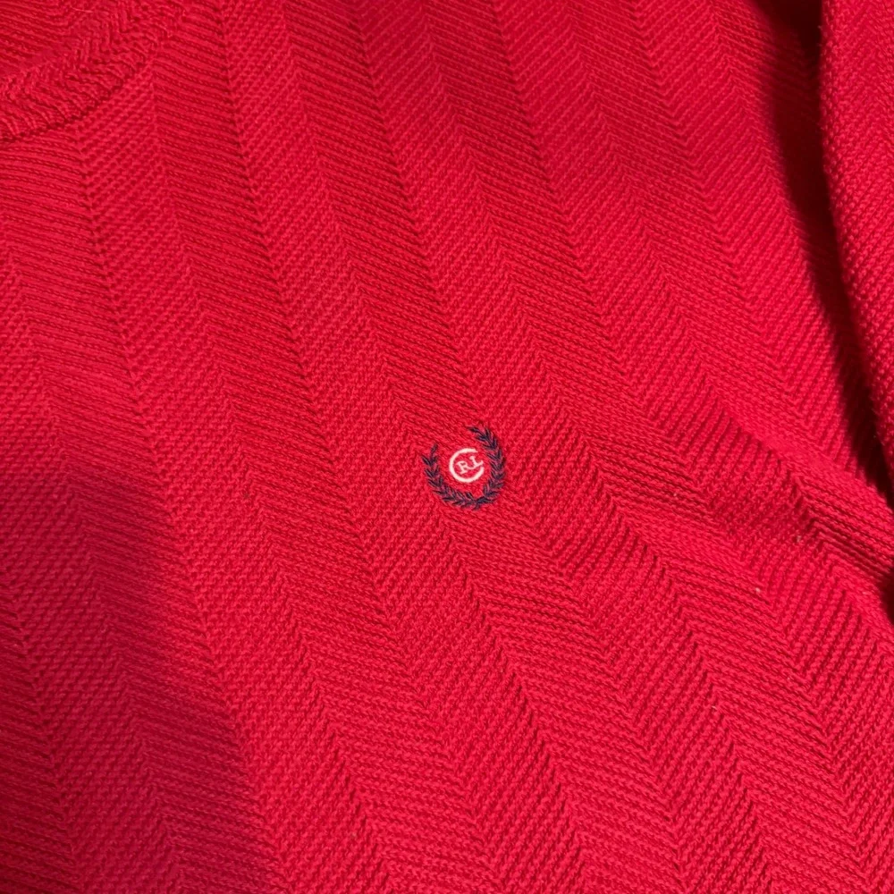 Chaps Ralph Lauren Mens XL Red Herringbone Cotton Crewneck Sweater Vintage 90s